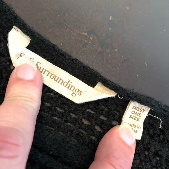 Soft Surroundings black open knit sweater tunic / dress size Missy One Size OS - Picture 8 of 13